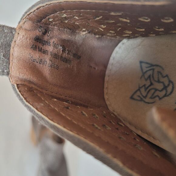 Beast Fashion Perforated Ankle Booties Brown Slip On Heels Chunky Boho Casual 9 - Picture 9 of 9